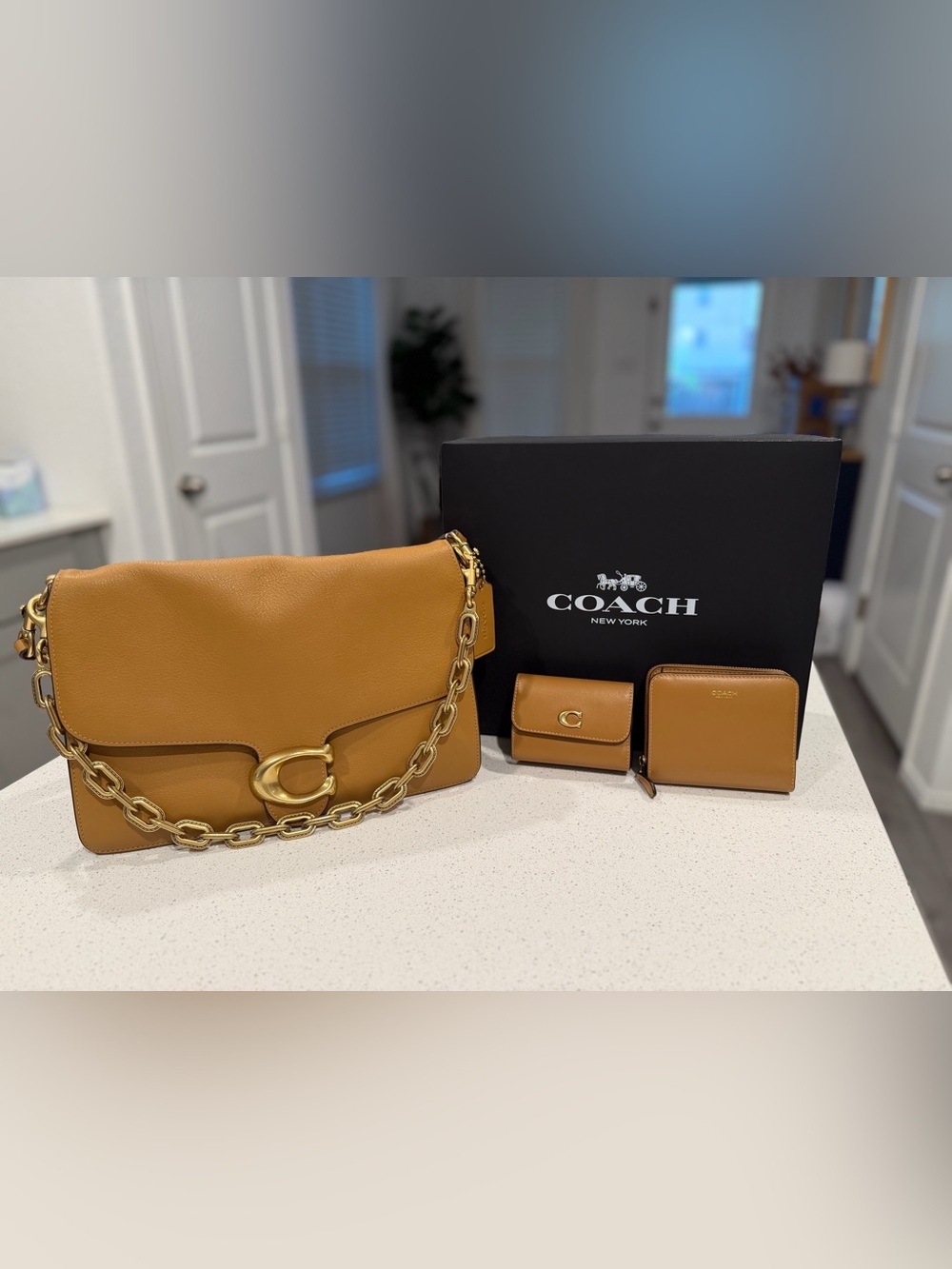 COACH Chain Tabby Shoulder Bag 30 in Honey Brown With Matching Wallets